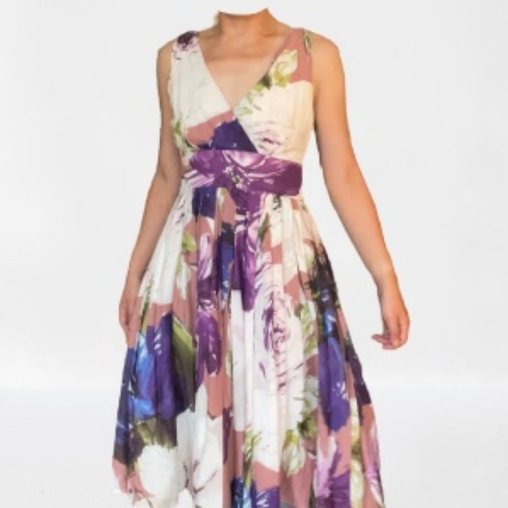 Floral Painterly Mid-Length Dress